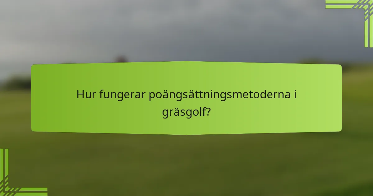 Hur fungerar poängsättningsmetoderna i gräsgolf?