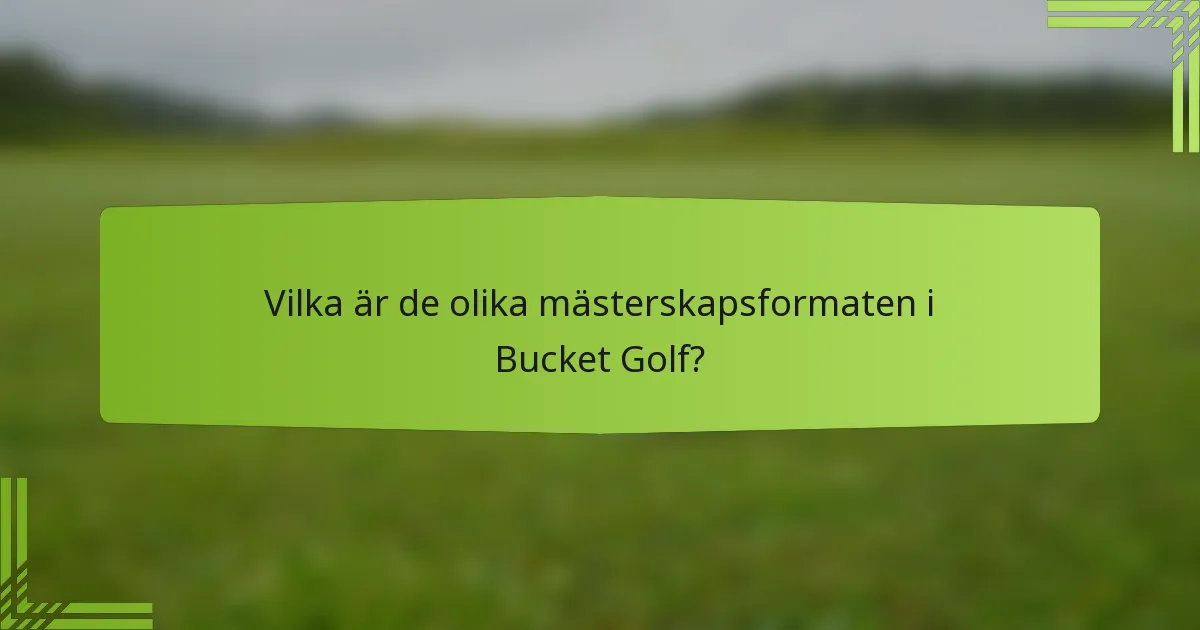 Vilka är de olika mästerskapsformaten i Bucket Golf?
